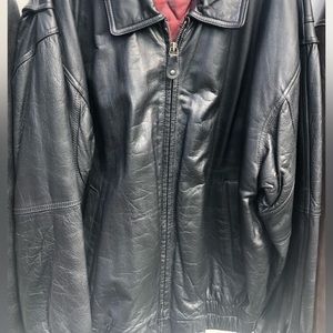 Mens Black Leather Bomber Jacket